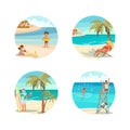 Dream scene with Beautiful beach in round design. Royalty Free Stock Photo